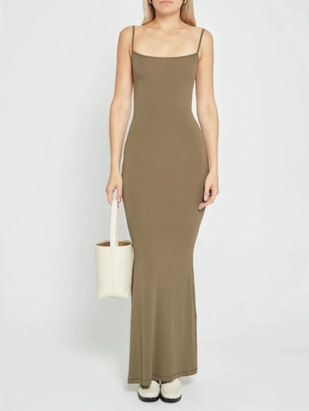 NWT SKIMS Soft Lounge Long Slip Dress in Khaki Size Medium